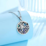 Sterling Silver Sea Turtle Pendant Necklace with Mother of Pearl