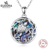 Sterling Silver Sea Turtle Pendant Necklace with Mother of Pearl