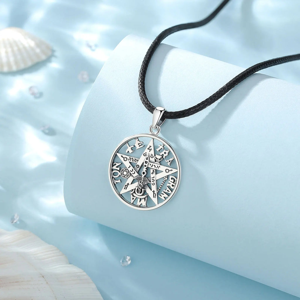 925 Silver Pentagram Pendant for Men Women Amulet Necklace