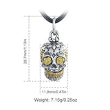 Eudora 925 Silver Skull Necklace Hip Hop Style Men Women Jewelry
