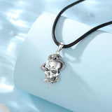 Eudora 925 Silver Skull Necklace Gothic Pendant Hip Hop