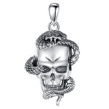 Eudora 925 Silver Skull Necklace Gothic Pendant Hip Hop