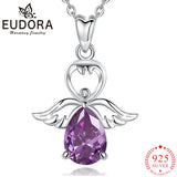 Eudora Silver Purple CZ Angel Doll Necklace Pendant Women's Jewelry