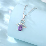 Eudora Silver Purple CZ Angel Doll Necklace Pendant Women's Jewelry