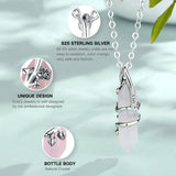 Eudora Silver Rose Flower Pendant with Pink Crystal