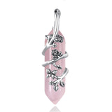 Eudora Silver Rose Flower Pendant with Pink Crystal