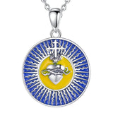 925 Sterling Silver Sacred Heart of Jesus Cross Necklace Enamel Pendant