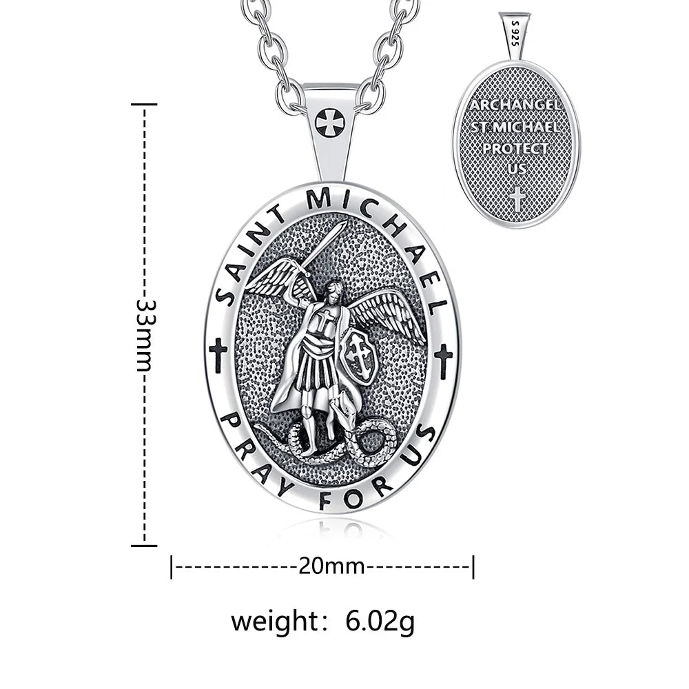 Eudora St. Michael Angel Necklace Sterling Silver Religious Pendant