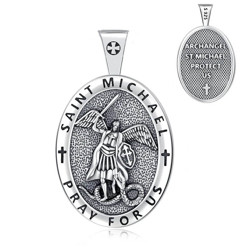 Eudora St. Michael Angel Necklace Sterling Silver Religious Pendant