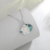 Eudora Sterling Silver Scallop Necklace Abalone Shell Zircon Pendant