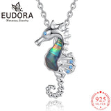 Eudora Seahorse Necklace Abalone Shell Zircon Pendant Women Jewelry