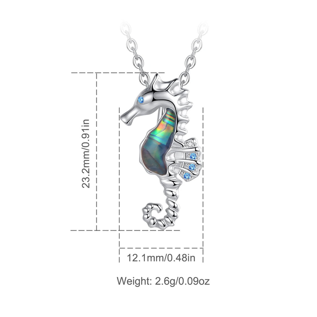 Eudora Seahorse Necklace Abalone Shell Zircon Pendant Women Jewelry