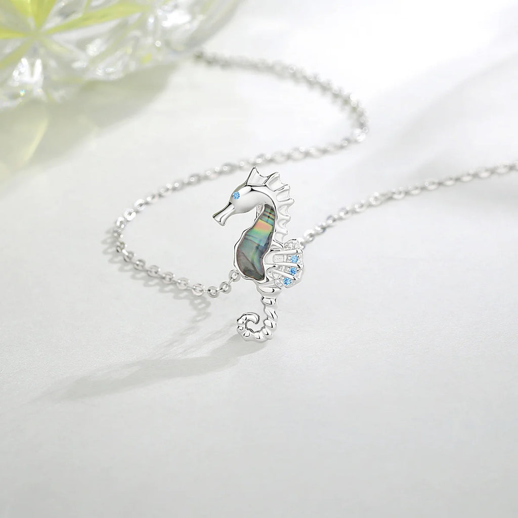Eudora Seahorse Necklace Abalone Shell Zircon Pendant Women Jewelry