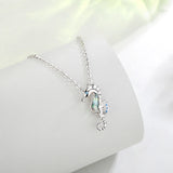 Eudora Seahorse Necklace Abalone Shell Zircon Pendant Women Jewelry
