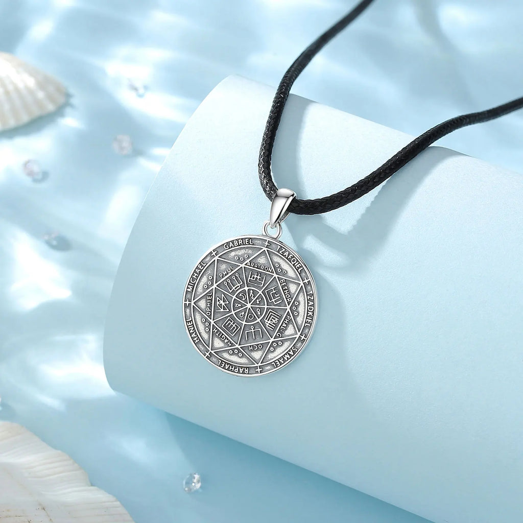 Eudora 925 Silver Archangels Necklace Pentagram Amulet Pendant