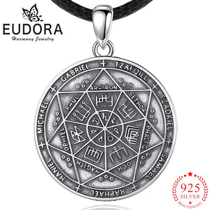 Eudora 925 Silver Archangels Necklace Pentagram Amulet Pendant