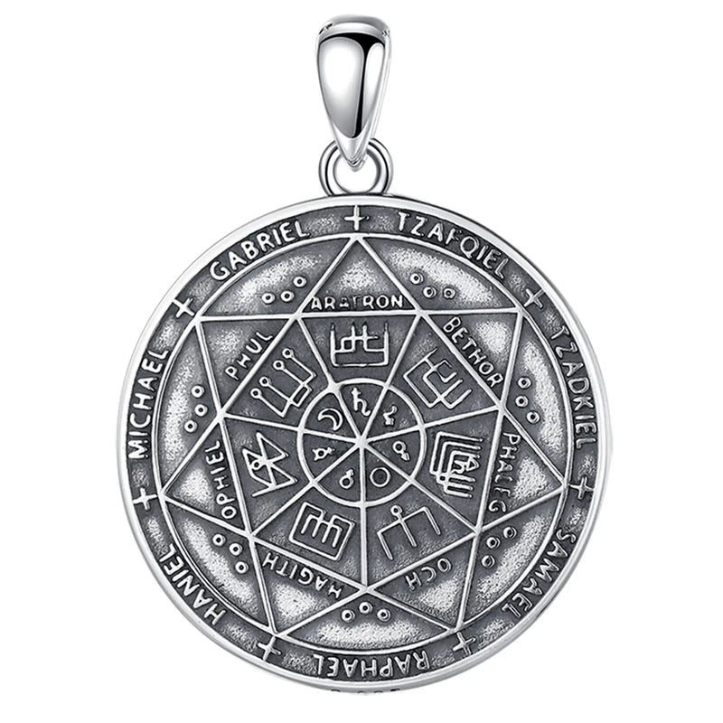 Eudora 925 Silver Archangels Necklace Pentagram Amulet Pendant