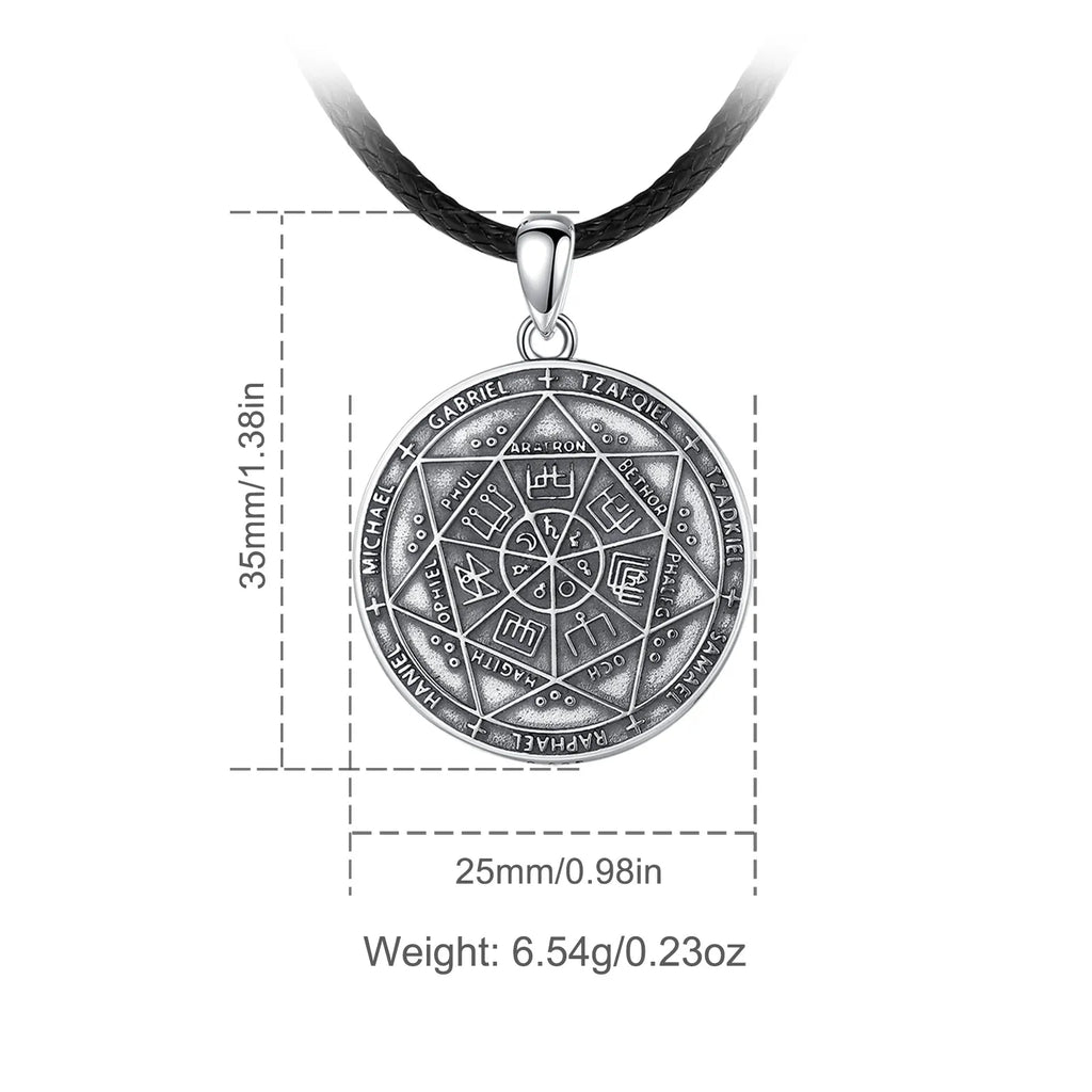 Eudora 925 Silver Archangels Necklace Pentagram Amulet Pendant