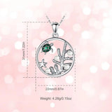 Sterling Silver Sea Turtle Pendant Necklace with Green Enamel Craft Pearls