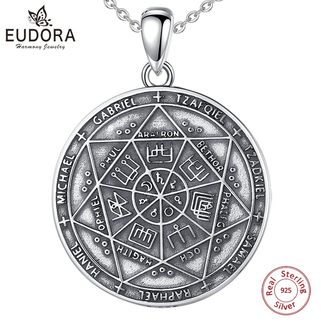 925 Silver Seven Archangels Amulet Necklace for Men