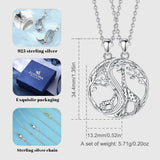 925 Silver Giraffe Sister Necklace Set Friendship Jewelry