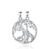 925 Silver Giraffe Sister Necklace Set Friendship Jewelry