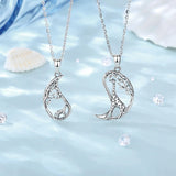 925 Silver Giraffe Sister Necklace Set Friendship Jewelry