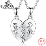 Eudora 925 Silver Sisters Necklace Heart Shape Jewelry for Sister