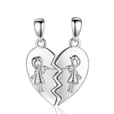 Eudora 925 Silver Sisters Necklace Heart Shape Jewelry for Sister