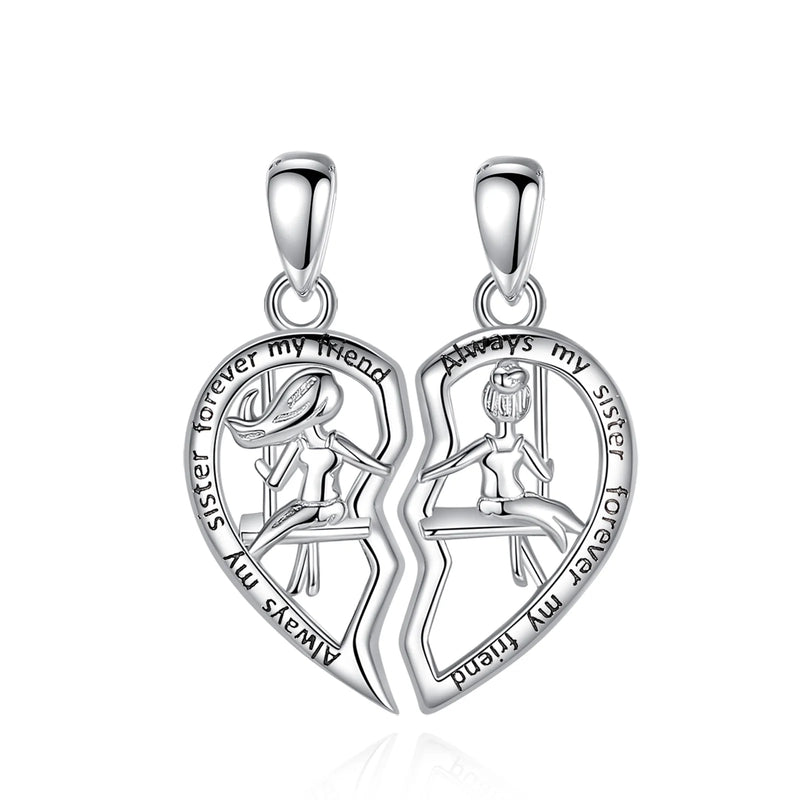 Eudora Silver Sisters Heart Necklace Set