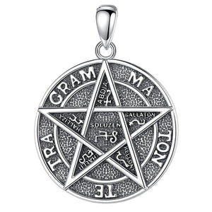 Eudora 925 Silver Solomon Pentagram Necklace Tetragrammaton Pendant