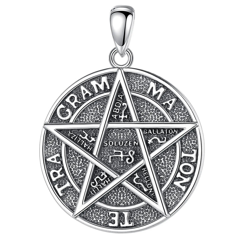 Eudora 925 Silver Solomon Pentagram Necklace Tetragrammaton Pendant