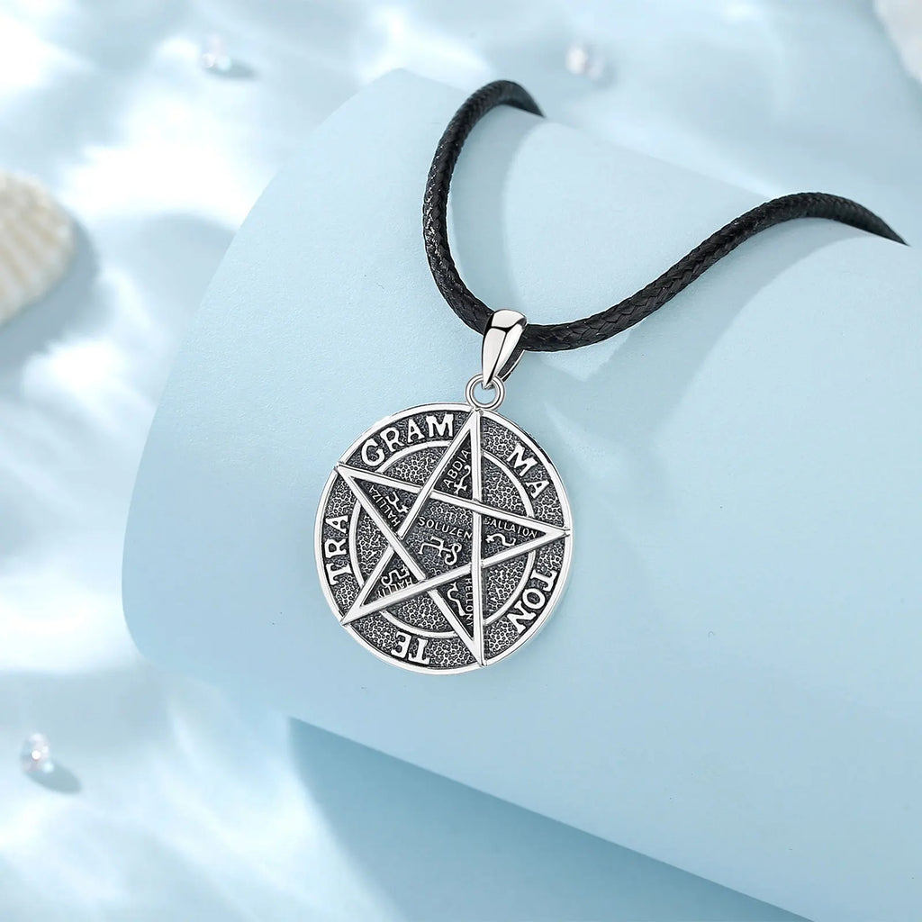 Eudora 925 Silver Solomon Pentagram Necklace Tetragrammaton Pendant