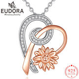 Eudora Sunflower Necklace Zircon Pendant Silver Jewelry for Women