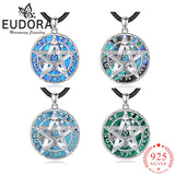 Eudora Silver Tetragrammaton Pentagram Necklace Malachite Pendant