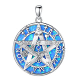 Eudora Silver Tetragrammaton Pentagram Necklace Malachite Pendant