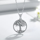 925 Silver Tree Of Life Necklace Twisted Oak Tree Charm with Chain CYD487
