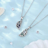 925 Silver Tree of Life Necklace Abalone Pendant BFF Set