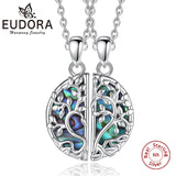 925 Silver Tree of Life Necklace Abalone Pendant BFF Set