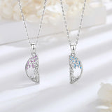 Tree of Life Friendship Necklace Purple Zircon Sisters Necklace For 2 Pcs