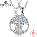 Tree of Life Friendship Necklace Purple Zircon Sisters Necklace For 2 Pcs
