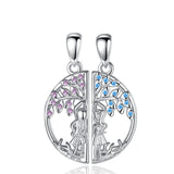 Tree of Life Friendship Necklace Purple Zircon Sisters Necklace For 2 Pcs