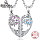 925 Silver Tree of Life BFF Necklace Purple Zircon Sisters Set