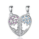 925 Silver Tree of Life BFF Necklace Purple Zircon Sisters Set