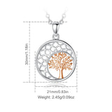 Eudora 925 Silver Tree of Life Moon Necklace Rose Pendant Jewelry