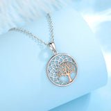Eudora 925 Silver Tree of Life Moon Necklace Rose Pendant Jewelry