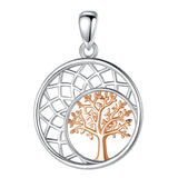 Eudora 925 Silver Tree of Life Moon Necklace Rose Pendant Jewelry
