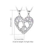 925 Silver Tree of Life Heart Necklace Set for Sisters