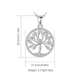 Eudora Tree of Life Necklace 925 Sterling Silver Zircon Pendant Jewelry