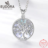 Eudora Silver Tree of Life Necklace Set with Zircon Mother of Pearl Pendant